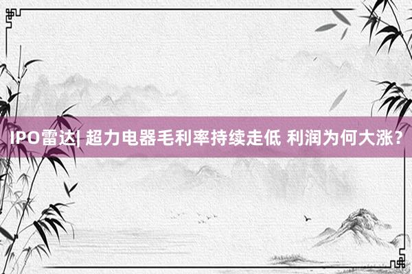 IPO雷达| 超力电器毛利率持续走低 利润为何大涨？
