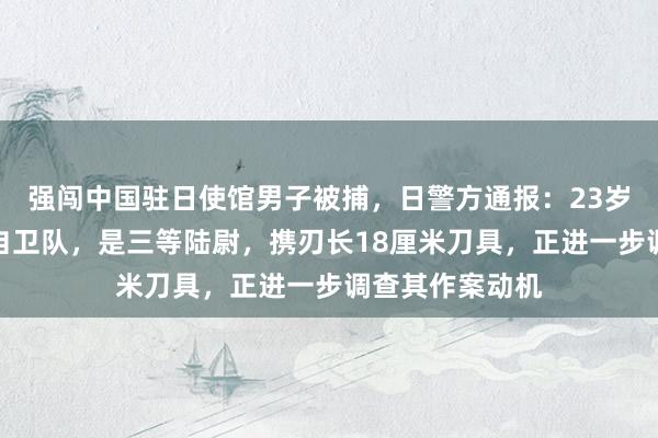 强闯中国驻日使馆男子被捕，日警方通报：23岁男子隶属陆上自卫队，是三等陆尉，携刃长18厘米刀具，正进一步调查其作案动机
