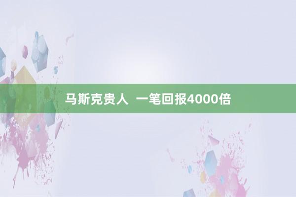 马斯克贵人  一笔回报4000倍