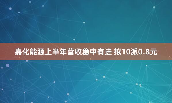 嘉化能源上半年营收稳中有进 拟10派0.8元