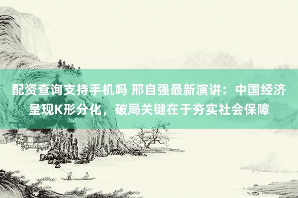 配资查询支持手机吗 邢自强最新演讲：中国经济呈现K形分化，破局关键在于夯实社会保障