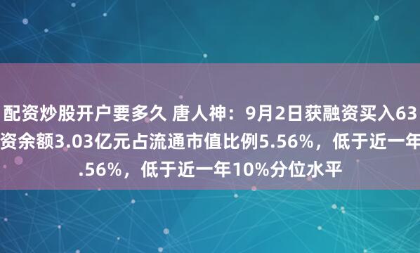 配资炒股开户要多久 唐人神：9月2日获融资买入632.28万元，融资余额3.03亿元占流通市值比例5.56%，低于近一年10%分位水平