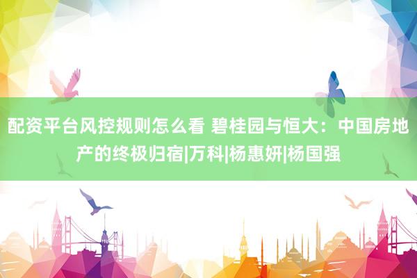 配资平台风控规则怎么看 碧桂园与恒大：中国房地产的终极归宿|万科|杨惠妍|杨国强