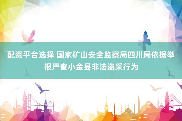 配资平台选择 国家矿山安全监察局四川局依据举报严查小金县非法盗采行为