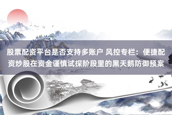 股票配资平台是否支持多账户 风控专栏：便捷配资炒股在资金谨慎试探阶段里的黑天鹅防御预案