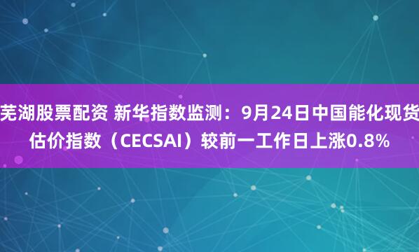 芜湖股票配资 新华指数监测：9月24日中国能化现货估价指数（CECSAI）较前一工作日上涨0.8%