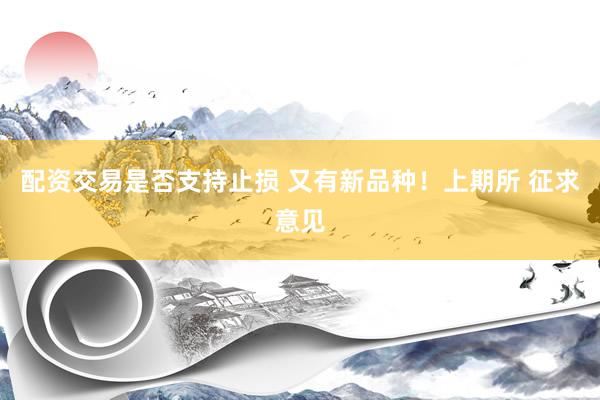 配资交易是否支持止损 又有新品种！上期所 征求意见